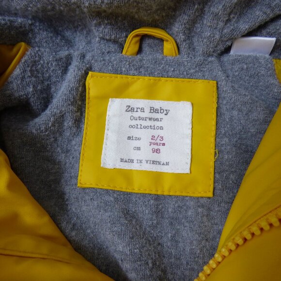 ZARA Toddler Yellow Lined Rain Jacket, Size 2-3 Years - Picture 4 of 5